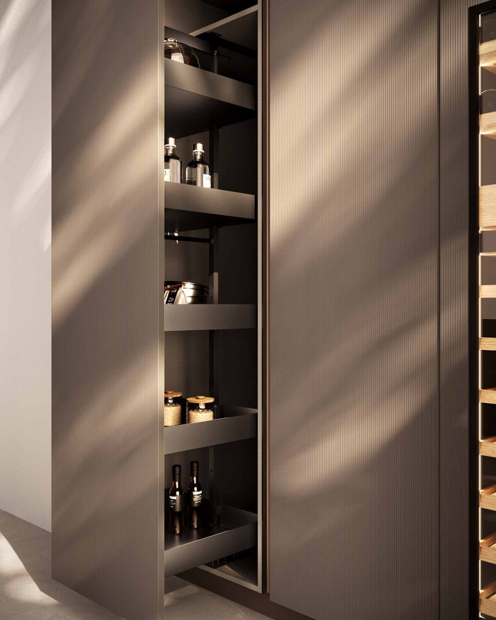 Colonna estraibile, dettaglio della cucina Aciarium